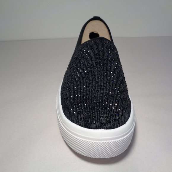 Skechers Size 7 M POPPY Black Woven New Sneakers - Picture 4 of 13